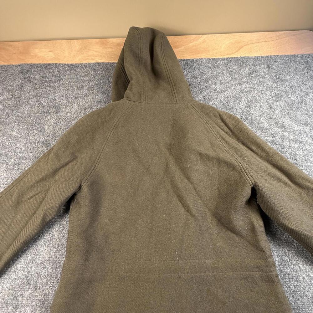J.Crew Womens Olive Green Wool Hooded Pea Coat Stadium Cloth Nello Gori 8 #H - Picture 3 of 4